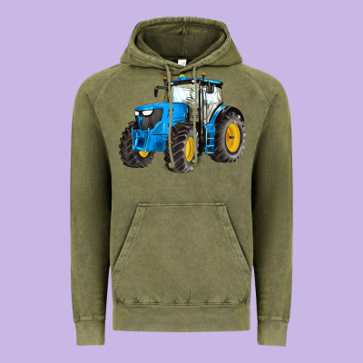 Western Farm Tractor Blue Vintage Hoodie Designed By Artiststas