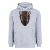 Heather Grey american bison Heavyweight Hoodie - RanaPortraitStore