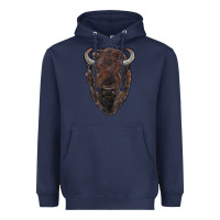 Navy american bison Heavyweight Hoodie - RanaPortraitStore