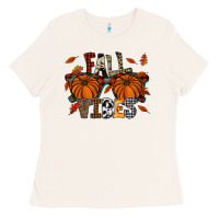 Bone autumn style with pumpkins Ladies Tee - CowhideDigitalArt