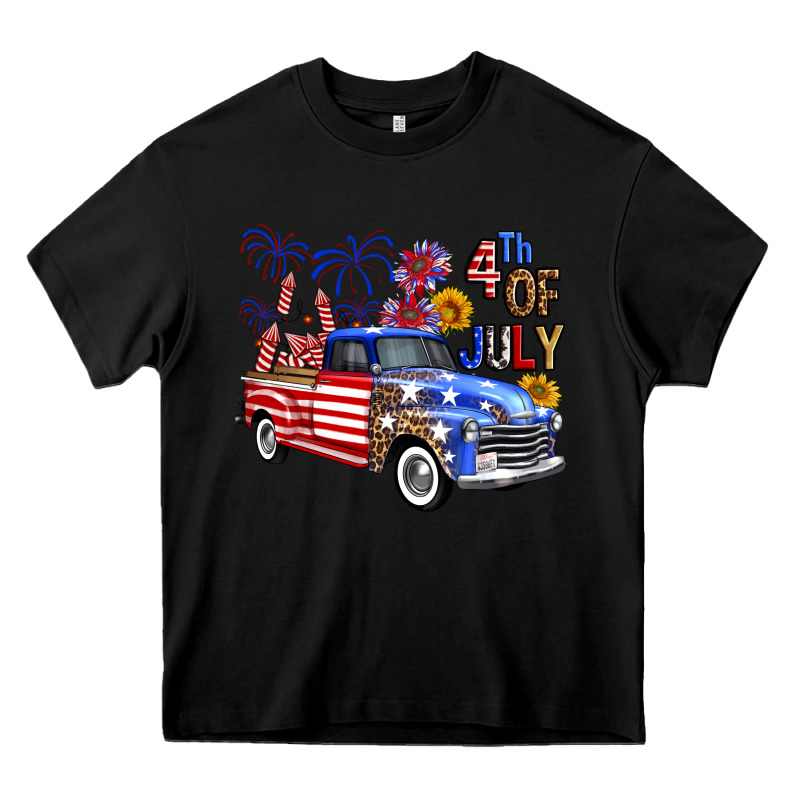 Western Truck Fourth Of July America Heavy Core Tee by FaDigitalArtStudio | Teevron