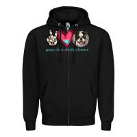 Black Peace Love Boston Terrier Zipper Hoodie - Jasminsmagicworld