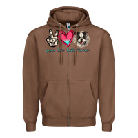 Chestnut Peace Love Boston Terrier Zipper Hoodie - Jasminsmagicworld