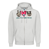 Dove Grey Peace Love Boston Terrier Zipper Hoodie - Jasminsmagicworld