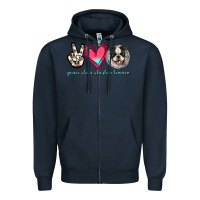 Navy Peace Love Boston Terrier Zipper Hoodie - Jasminsmagicworld