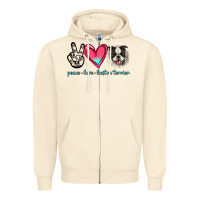 Sandshell Peace Love Boston Terrier Zipper Hoodie - Jasminsmagicworld