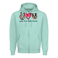 Seafoam Peace Love Boston Terrier Zipper Hoodie - Jasminsmagicworld