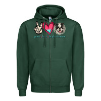 Sports Green Peace Love Boston Terrier Zipper Hoodie - Jasminsmagicworld