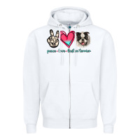 White Peace Love Boston Terrier Zipper Hoodie - Jasminsmagicworld