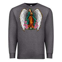 Charcoal Heather Angel Wing Lady of Guadalupe Premium Sweatshirt - Jasminsmagicworld