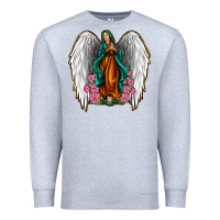 Heather Grey Angel Wing Lady of Guadalupe Premium Sweatshirt - Jasminsmagicworld