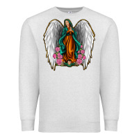 Oatmeal Heather Angel Wing Lady of Guadalupe Premium Sweatshirt - Jasminsmagicworld