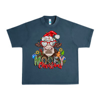 Midnight Navy Mooey Christmas Urban Heavy Tee - CowhideDigitalArt