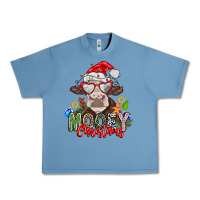 Pebble Blue Mooey Christmas Urban Heavy Tee - CowhideDigitalArt
