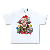 White Mooey Christmas Urban Heavy Tee - CowhideDigitalArt