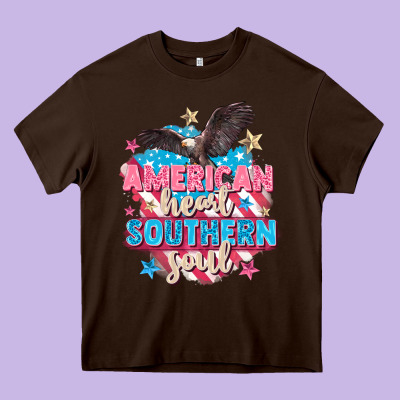 American Heart Southern Soul 4th Of July Heavy Core Tee Designed By Fadigitalartstudio