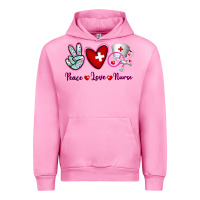 Fuchsia Pink Peace Love Nurse Urban Hoodie - RanaPortraitStore