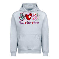 Heather Grey Peace Love Nurse Urban Hoodie - RanaPortraitStore