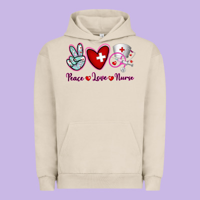 Peace Love Nurse Urban Hoodie Designed By Ranaportraitstore