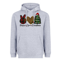 Heather Grey peace love christmas Heavyweight Hoodie - RanaPortraitStore