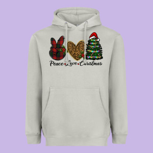 Peace Love Christmas Heavyweight Hoodie Designed By Ranaportraitstore
