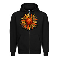 Black Basketball Sunflower Zipper Hoodie - Jasminsmagicworld