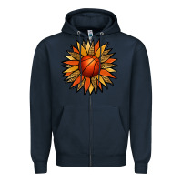 Navy Basketball Sunflower Zipper Hoodie - Jasminsmagicworld