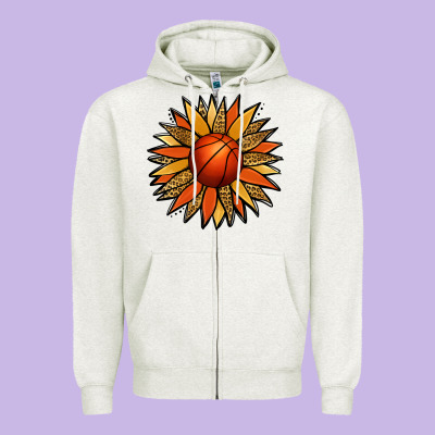 Basketball Sunflower Zipper Hoodie Designed By Jasminsmagicworld