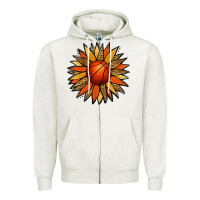 Oatmeal Heather Basketball Sunflower Zipper Hoodie - Jasminsmagicworld
