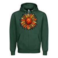 Sports Green Basketball Sunflower Zipper Hoodie - Jasminsmagicworld