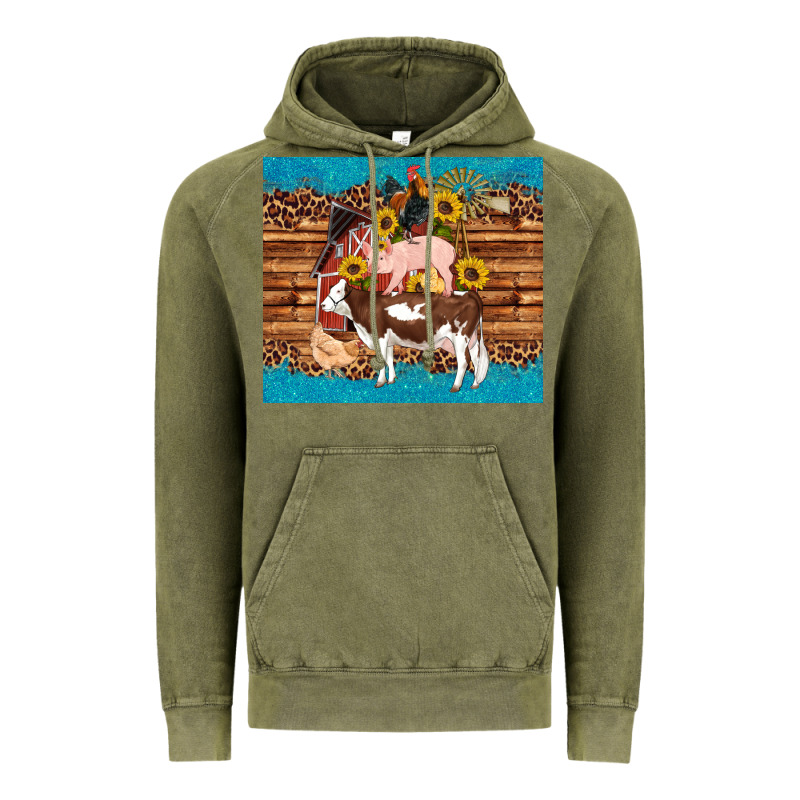 Western Farm Cow Pig Rooster Chick Farm Chicken Barn Vintage Hoodie by Artiststas | Teevron
