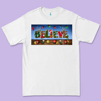 Christmas Believe License Plate Premium Tee Designed By Bundleandbundleshop