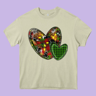 Christmas Heart Heavy Core Tee Designed By Ranaportraitstore