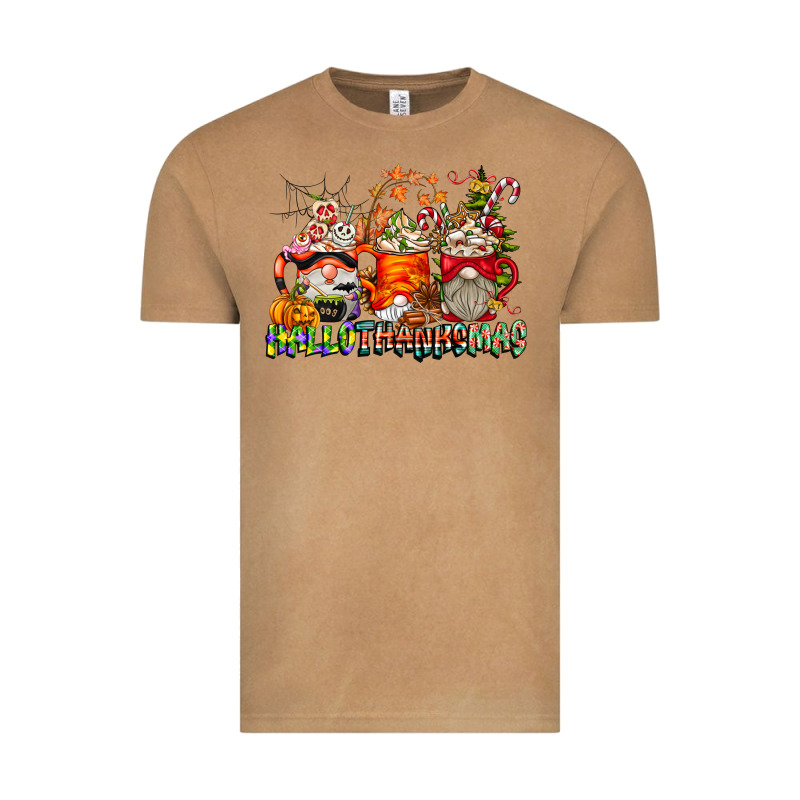 Hallothanksmas Gnome Coffee Cups Vintage Tee by CowhideDigitalArt | Teevron