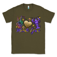 Army Green Peace love crawfish Mardi Gras skeleton hand Classic Tee - FaDigitalArtStudio