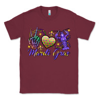 Burgundy Peace love crawfish Mardi Gras skeleton hand Classic Tee - FaDigitalArtStudio