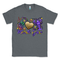 Charcoal Heather Peace love crawfish Mardi Gras skeleton hand Classic Tee - FaDigitalArtStudio