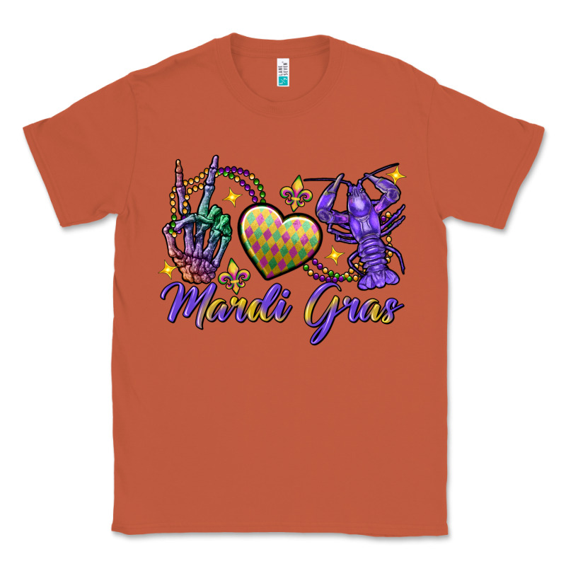 Peace Love Crawfish Mardi Gras Skeleton Hand Classic Tee by FaDigitalArtStudio | Teevron