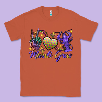 Peace Love Crawfish Mardi Gras Skeleton Hand Classic Tee Designed By Fadigitalartstudio