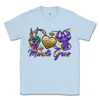 Dusty Blue Peace love crawfish Mardi Gras skeleton hand Classic Tee - FaDigitalArtStudio