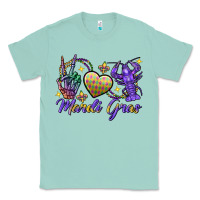 Seafoam Peace love crawfish Mardi Gras skeleton hand Classic Tee - FaDigitalArtStudio