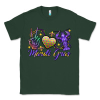 Sports Green Peace love crawfish Mardi Gras skeleton hand Classic Tee - FaDigitalArtStudio
