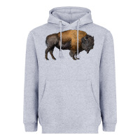 Heather Grey american bison body Heavyweight Hoodie - RanaPortraitStore