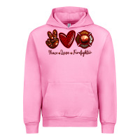 Fuchsia Pink Peace Love Firefighter Urban Hoodie - RanaPortraitStore