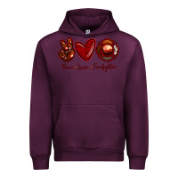 Mauve Wine Peace Love Firefighter Urban Hoodie - RanaPortraitStore