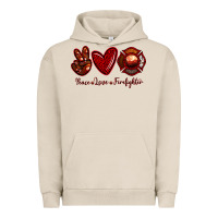Pigment French Oak Peace Love Firefighter Urban Hoodie - RanaPortraitStore