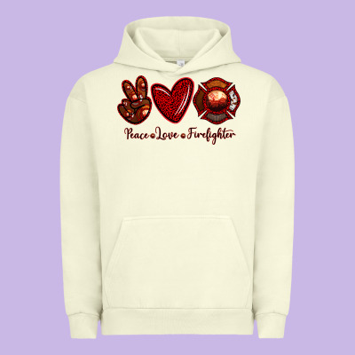 Peace Love Firefighter Urban Hoodie Designed By Ranaportraitstore