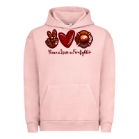 Pigment Salmon Peace Love Firefighter Urban Hoodie - RanaPortraitStore