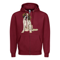 Burgundy saint bernard Zipper Hoodie - RanaPortraitStore