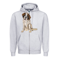 Heather Grey saint bernard Zipper Hoodie - RanaPortraitStore